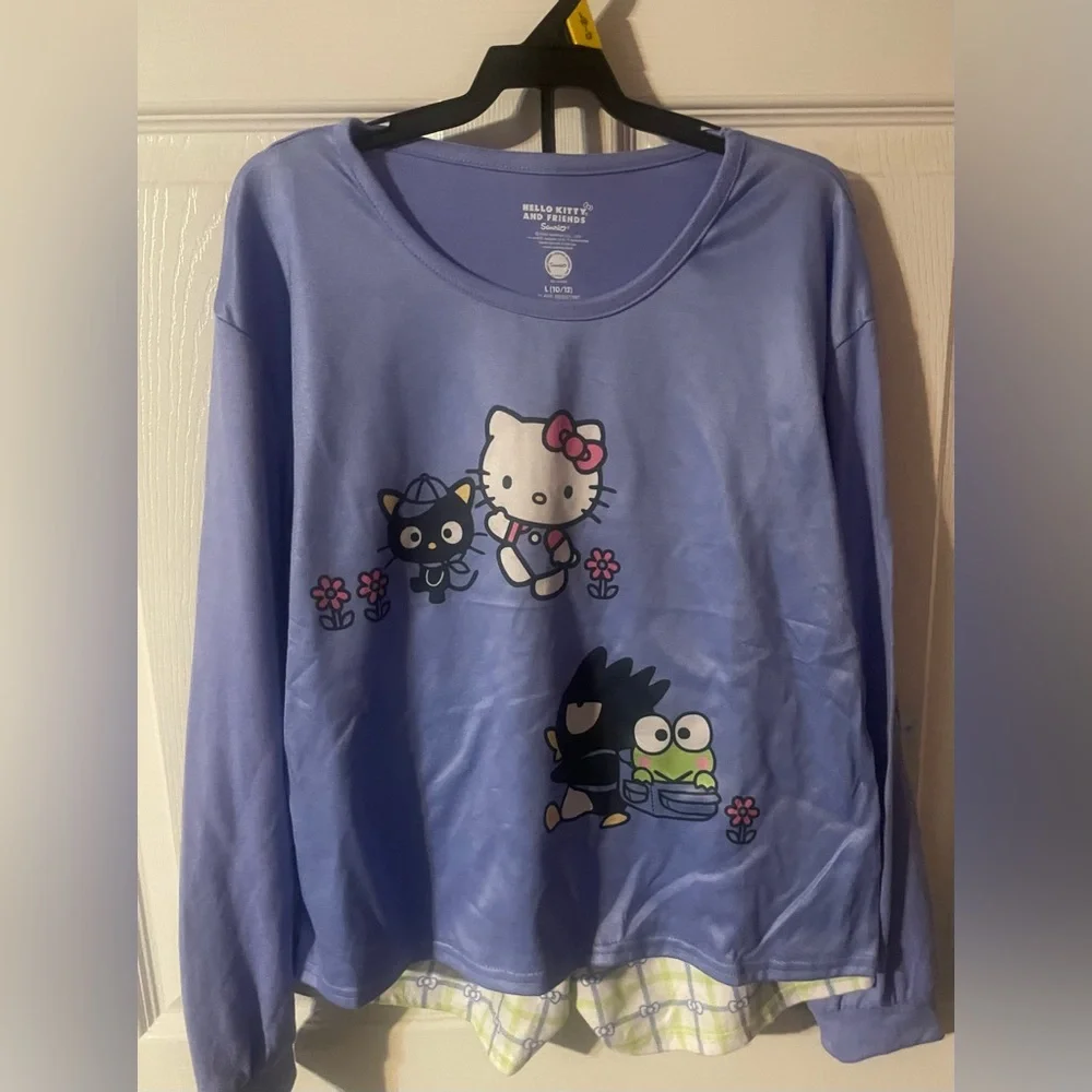 NWT Hello Kitty Friends Pajama Set Girls L 10-12 Periwinkle‎ Sanrio